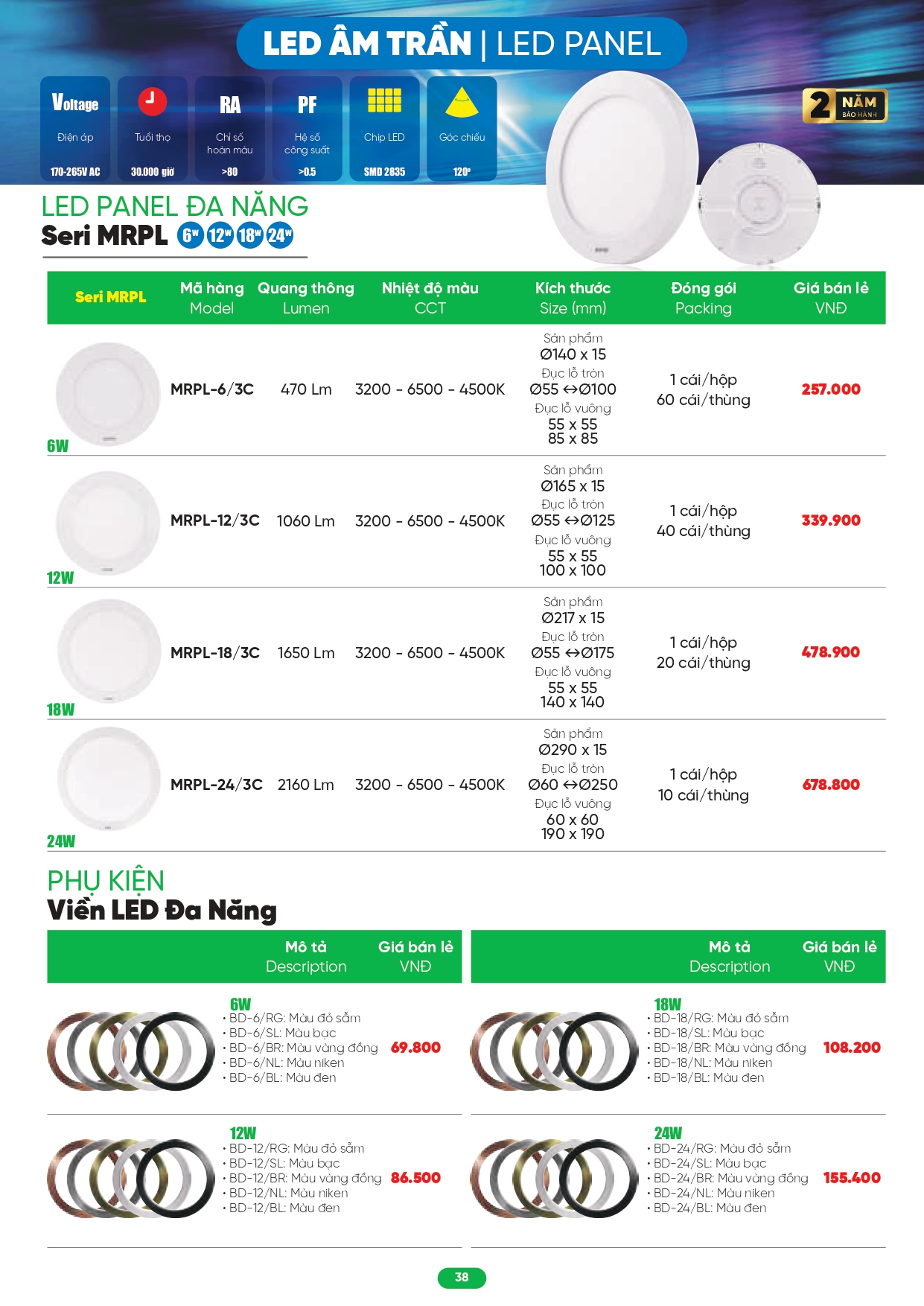 Bảng giá đèn LED MPE 2026